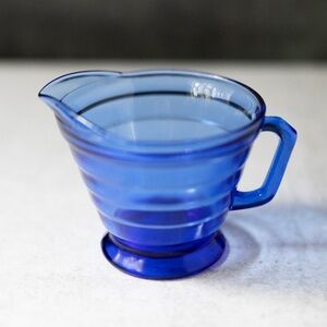 Vintage Hazel Atlas Moderntone Cobalt Blue Depression Glass Creamer Striped